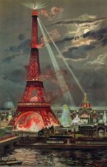 Georges Garen, "Embrasement de la Tour Eiffel pendant l'exposition universelle de 1889", 1889